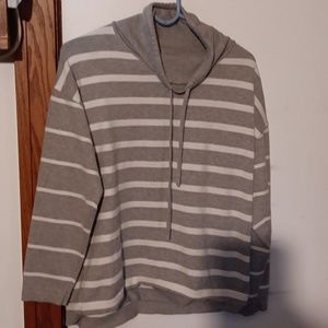 Liz Claiborne size large gray and white Striped pullover sweater